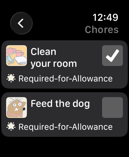 Emma&rsquo;s chores on a watch